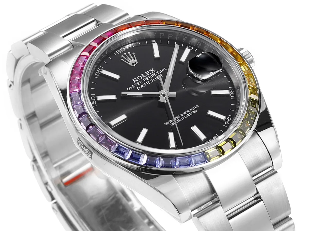 Datejust-41-Black-Dial-Stick-Markers-with-Rainbow-Diamond-Bezel-in-Steel-on-Oyster-Bracelet-3