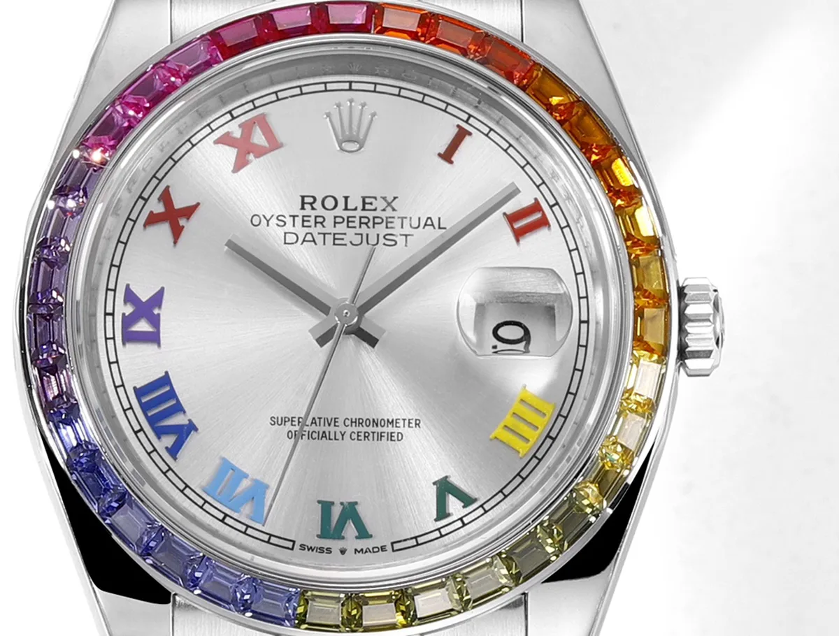 Datejust-41-Silver-Dial-Roman-Markers-with-Rainbow-Diamond-Bezel-in-Steel-on-Oyster-Bracelet-4